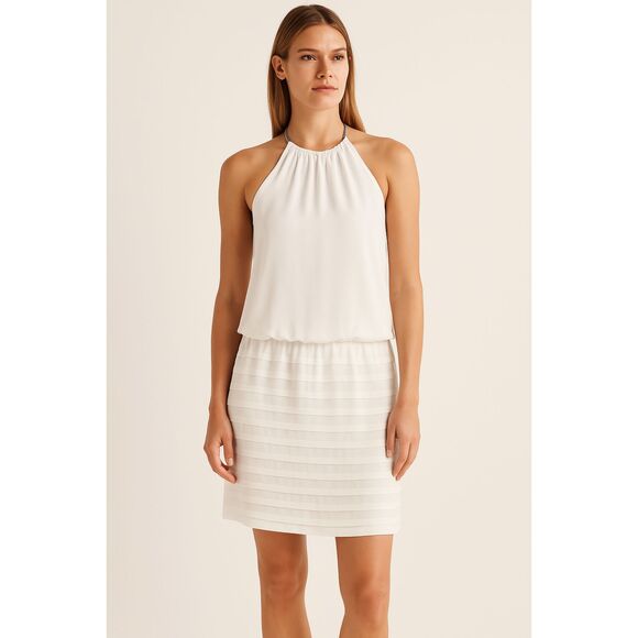 White House Black Market | Halter Chain Blouson Drop Waist Dress Size S | NWT - Picture 1 of 12